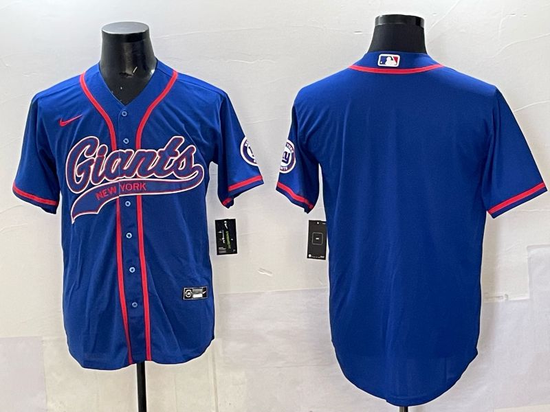 Men 2025 New York Giants Blank Blue Joint Name Nike Limited NFL Jersey style 01->women mlb jersey->Women Jersey